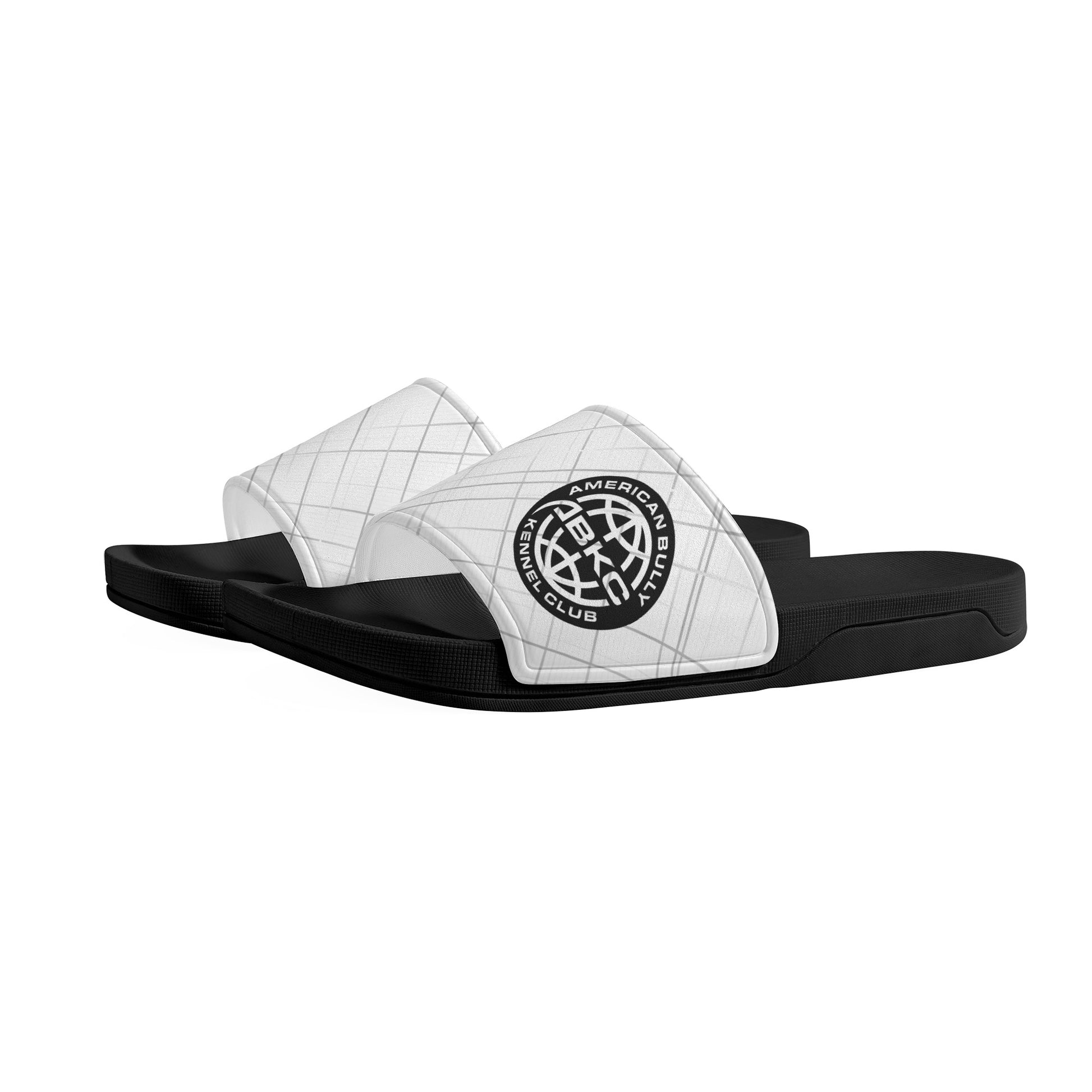 Women's ABKC White & Black Slide Sandals Shoes - [BULLY_BRAND]