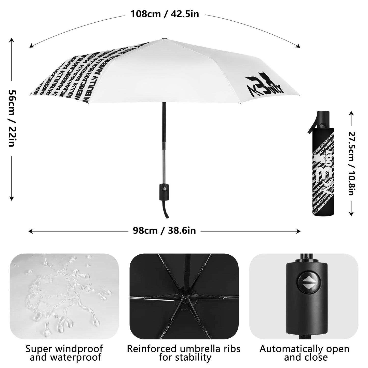 Albino Bully Fully Auto Open & Close ABKC Umbrella Printing Outside - [BULLY_BRAND]