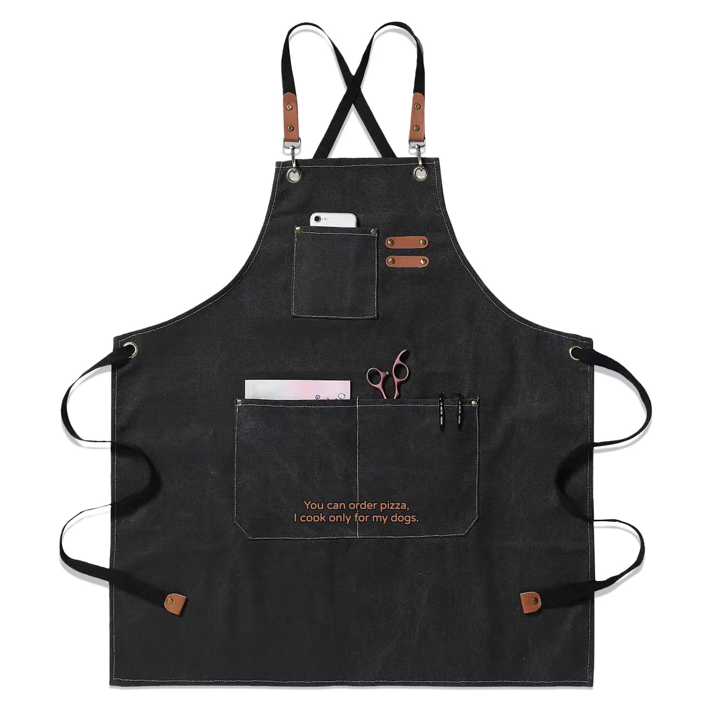 Unisex Canvas Cross Back Kennel Chef Aprons Multifunction with Large Pockets