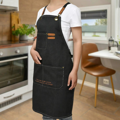 Unisex Canvas Cross Back Kennel Chef Aprons Multifunction with Large Pockets