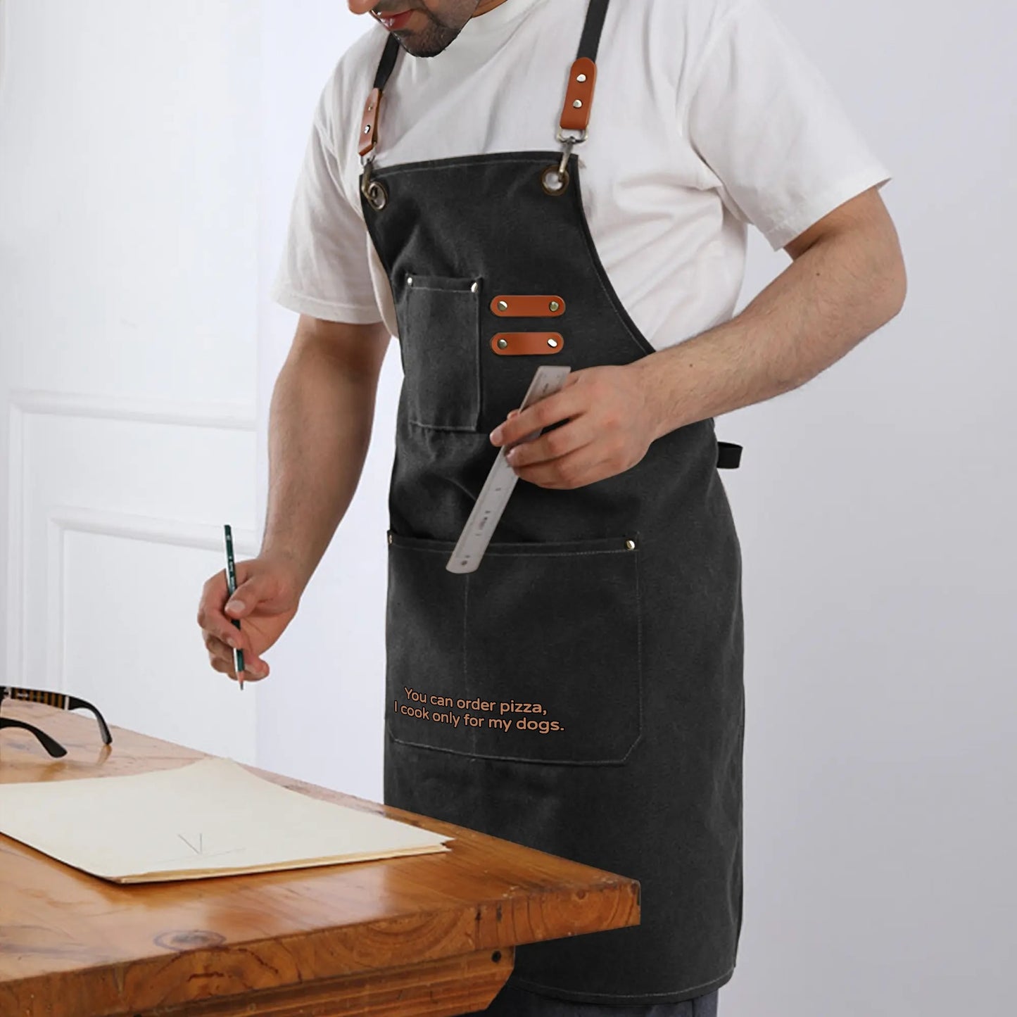 Unisex Canvas Cross Back Kennel Chef Aprons Multifunction with Large Pockets