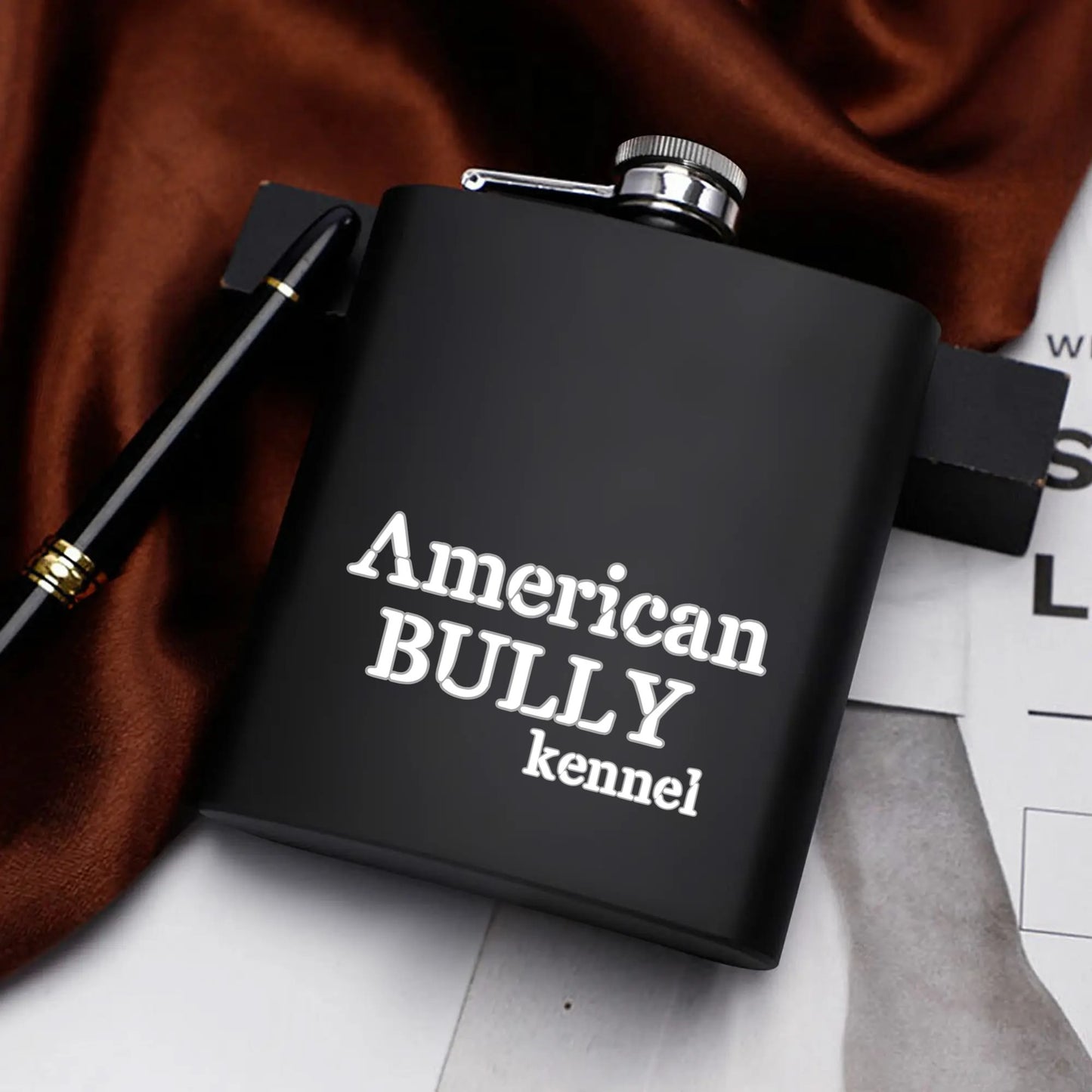 K Hip Flask Set 7oz Black Stainless Steel with A Gift Box