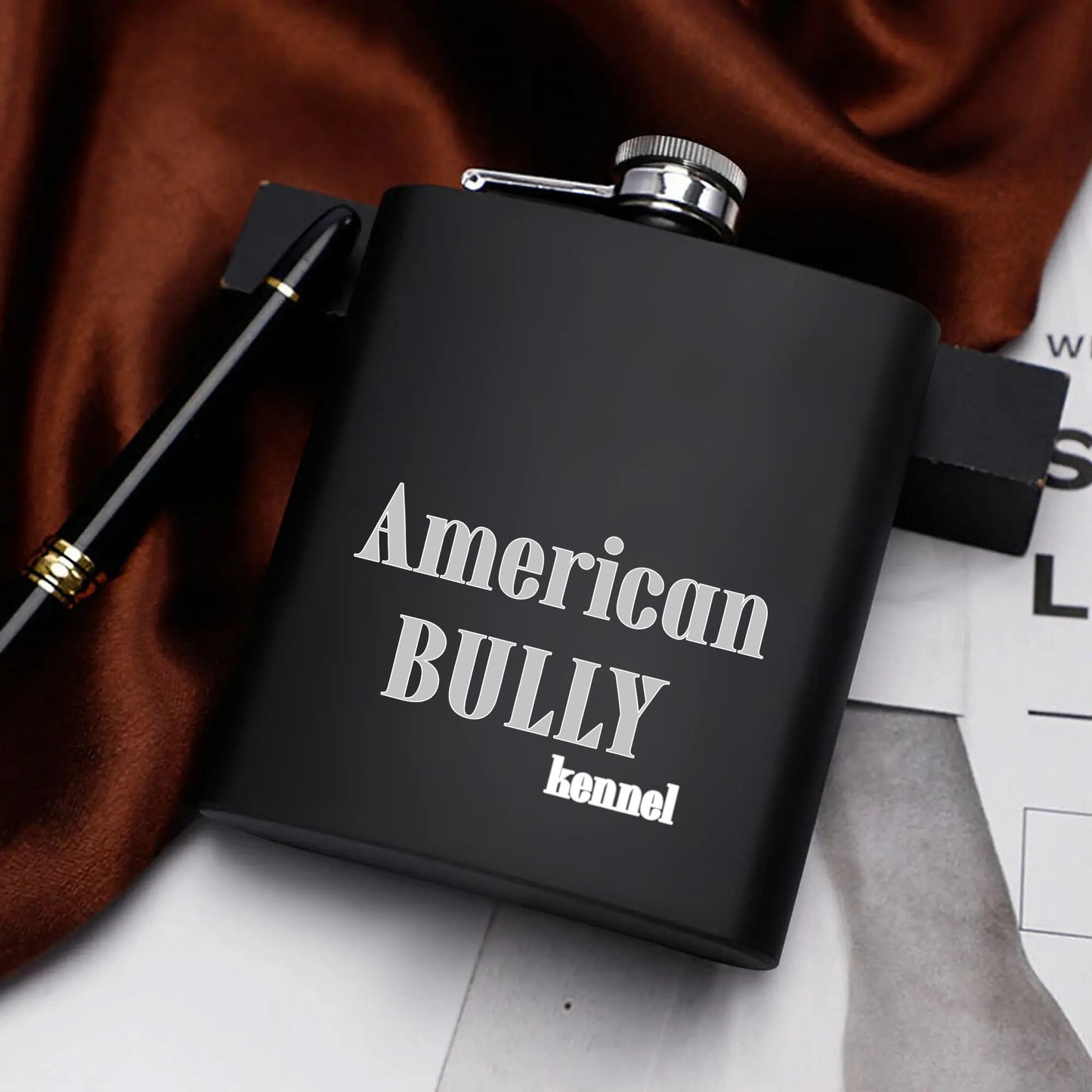 BB Hip Flask Set 7oz Black Stainless Steel with A Gift Box