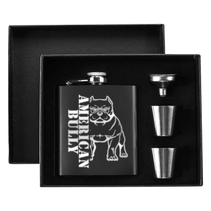 Personalized Hip Flask Set 7oz Black Stainless Steel with A Gift Box