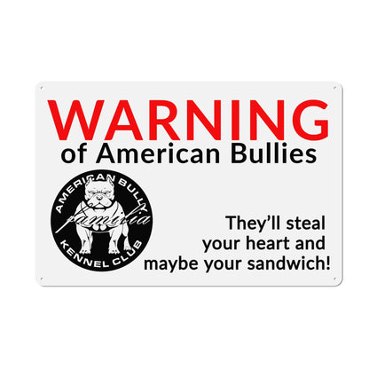 Warning of American Bully Metal Sign