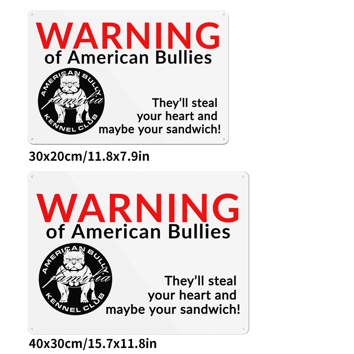 Warning of American Bully Metal Sign