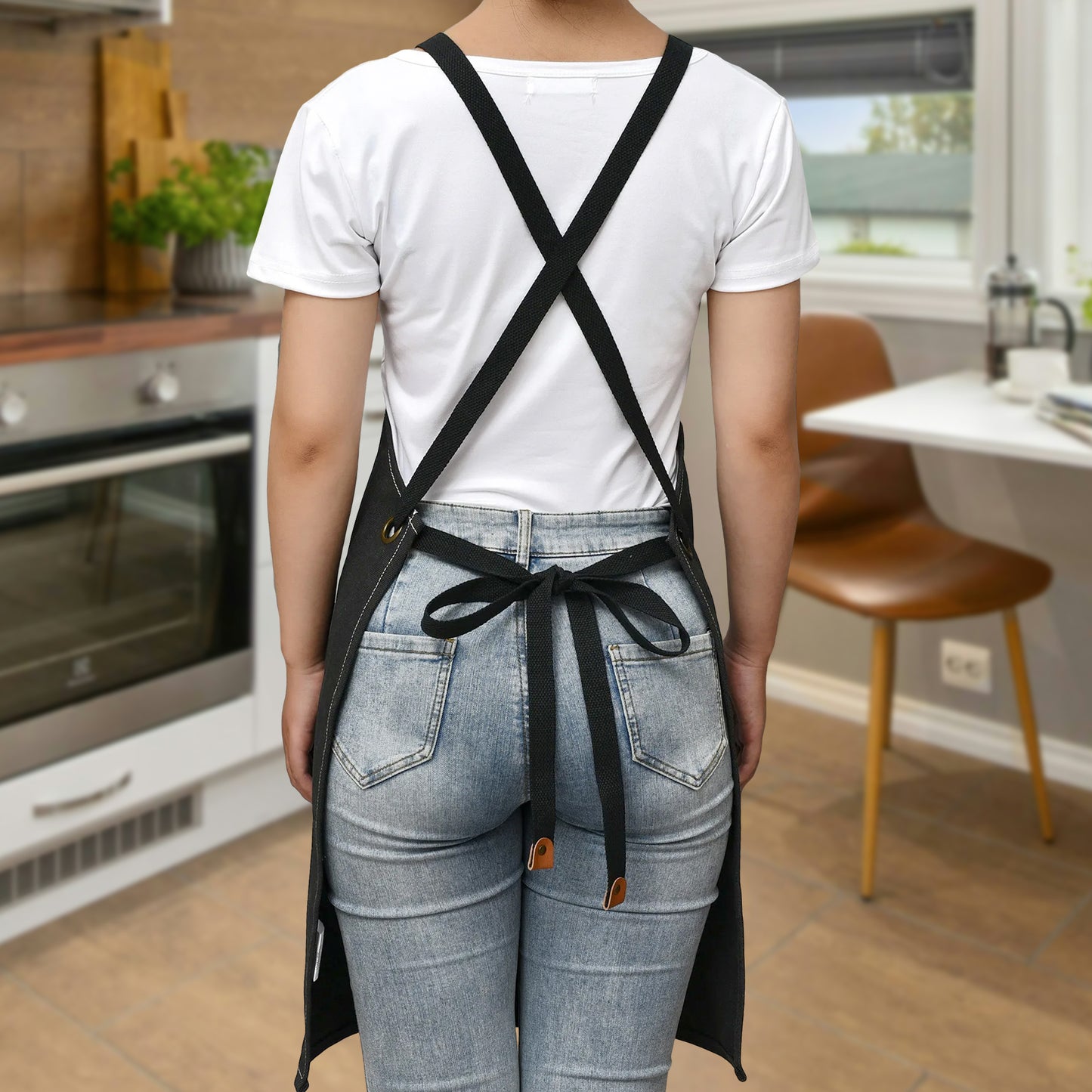 Unisex Canvas Cross Back Kennel Chef Aprons Multifunction with Large Pockets