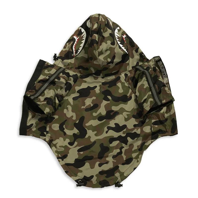 luxury army camo wind coat for micro, pocket, standard and XL american bully