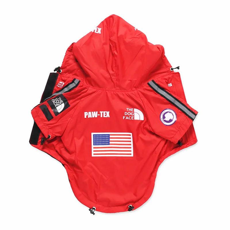 luxury red wind coat for micro, pocket, standard and XL american bully