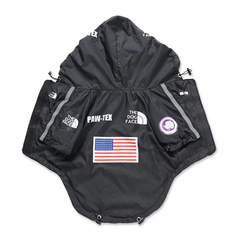 luxury american flag wind coat for micro, pocket, standard and XL american bully