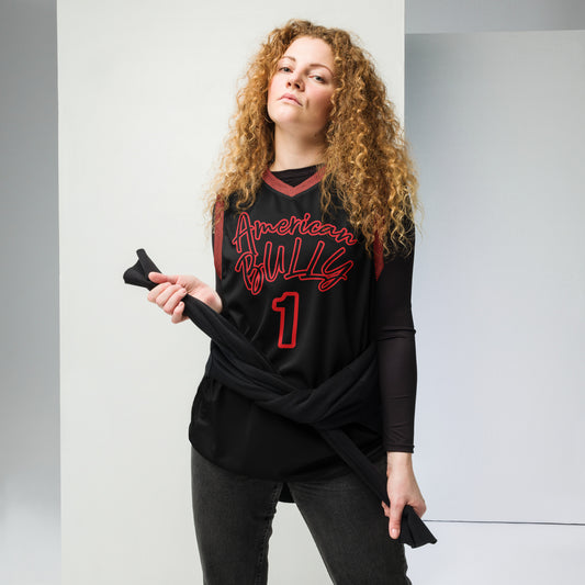 Eco AmericanBully Black & Red unisex basketball jersey - [BULLY_BRAND]