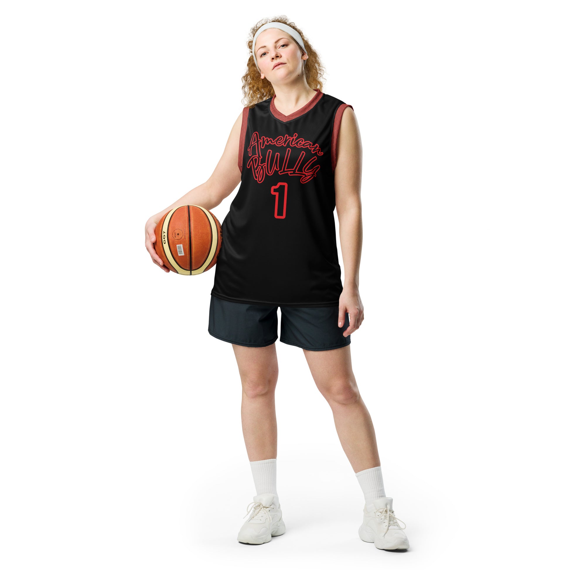 Eco AmericanBully Black & Red unisex basketball jersey - [BULLY_BRAND]